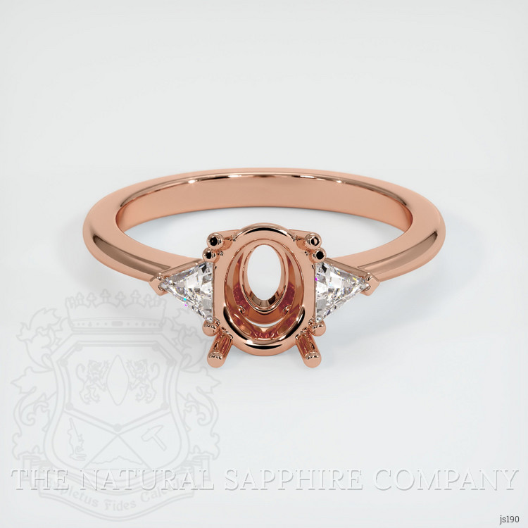 14K Rose Gold Three Stone Ring Setting