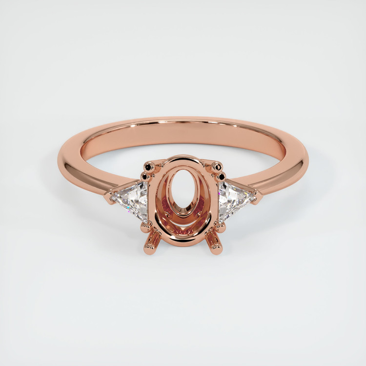 14K Rose Gold Three Stone Ring Setting