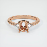 18K Rose Gold Three Stone Ring Setting Image