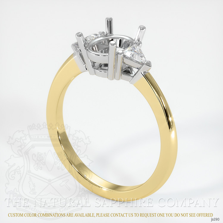 14K White & Yellow Three Stone Ring Setting