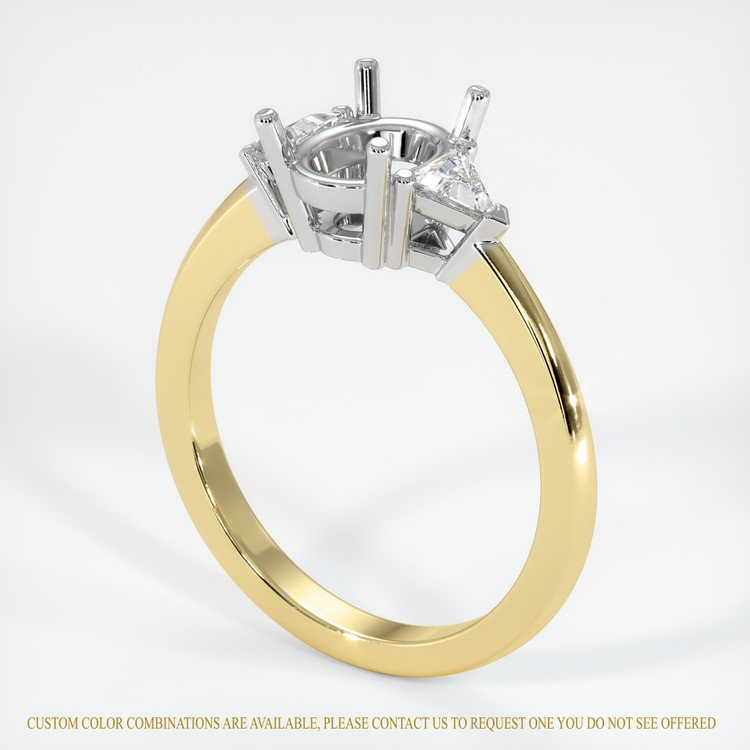 14K White & Yellow Three Stone Ring Setting