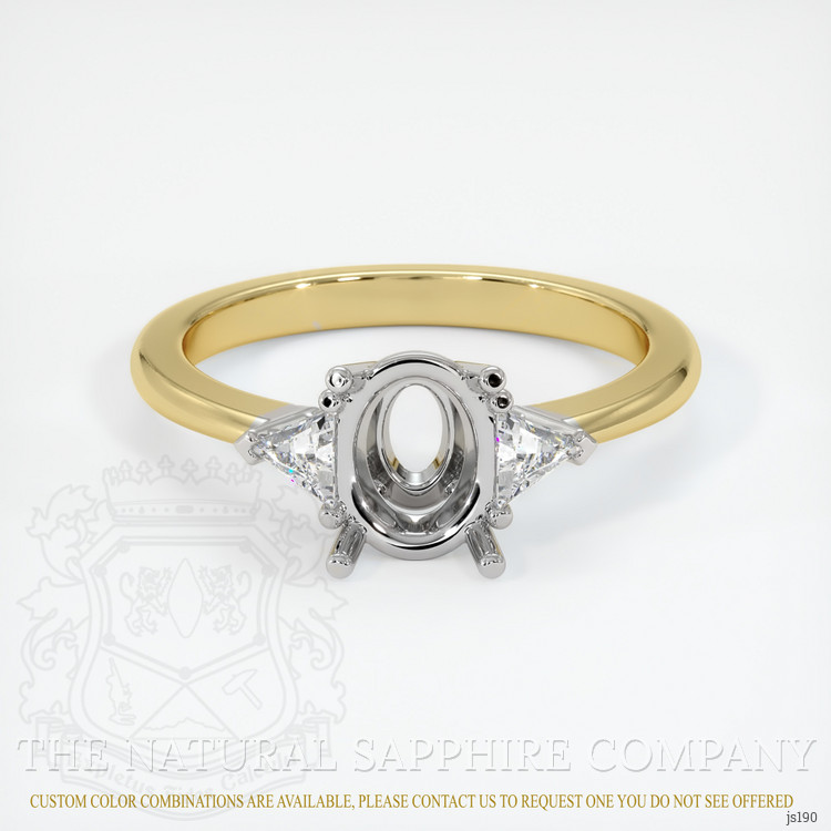 14K White & Yellow Three Stone Ring Setting