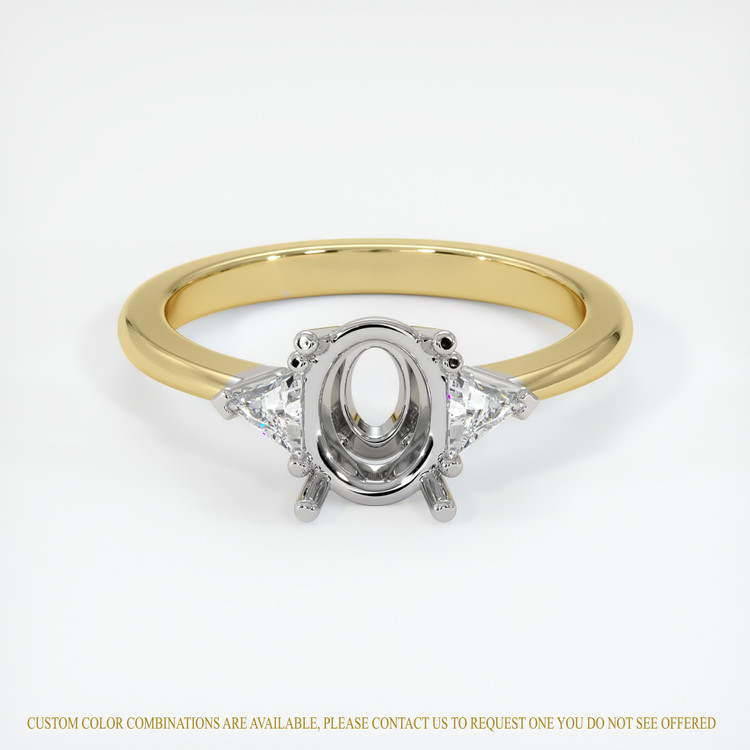 14K White & Yellow Three Stone Ring Setting