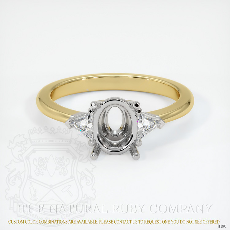14K White & Yellow Three Stone Ring Setting