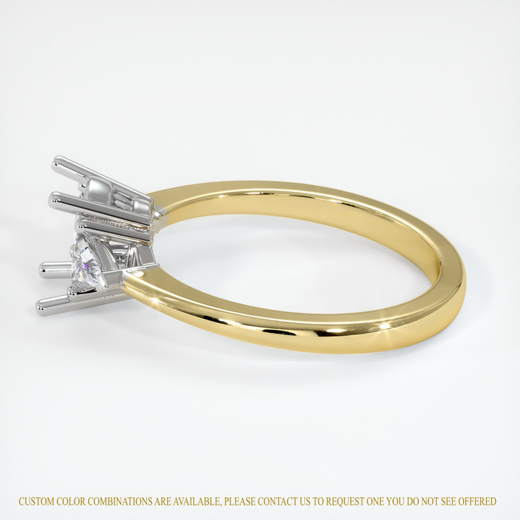 14K White & Yellow Three Stone Ring Setting