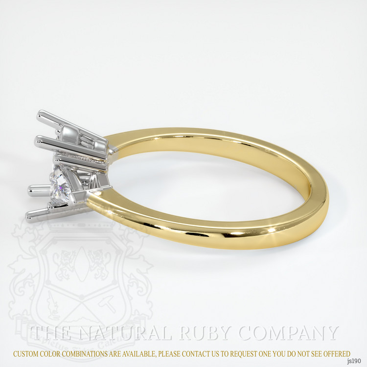 14K White & Yellow Three Stone Ring Setting