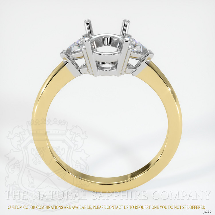 14K White & Yellow Three Stone Ring Setting