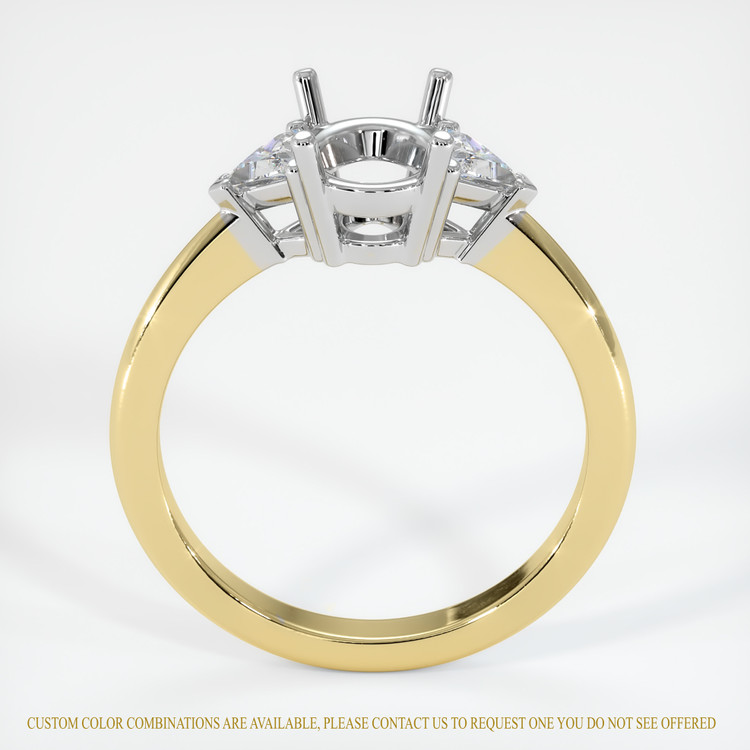 14K White & Yellow Three Stone Ring Setting