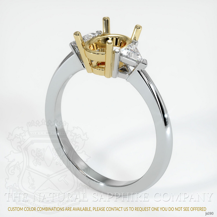 14K Yellow & White Three Stone Ring Setting