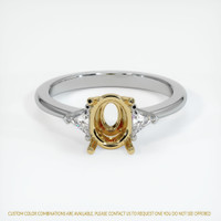 14K Yellow & White Three Stone Ring Setting Image