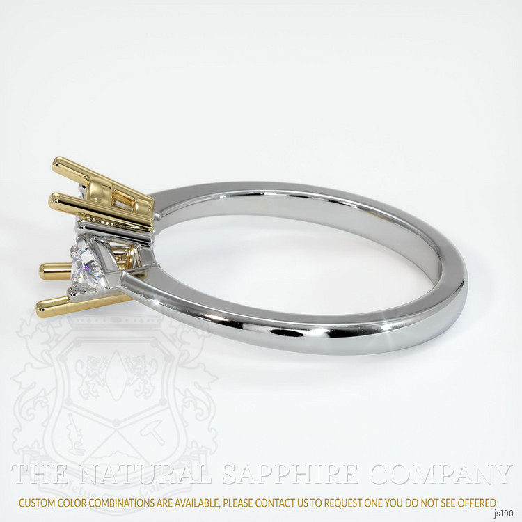 14K Yellow & White Three Stone Ring Setting