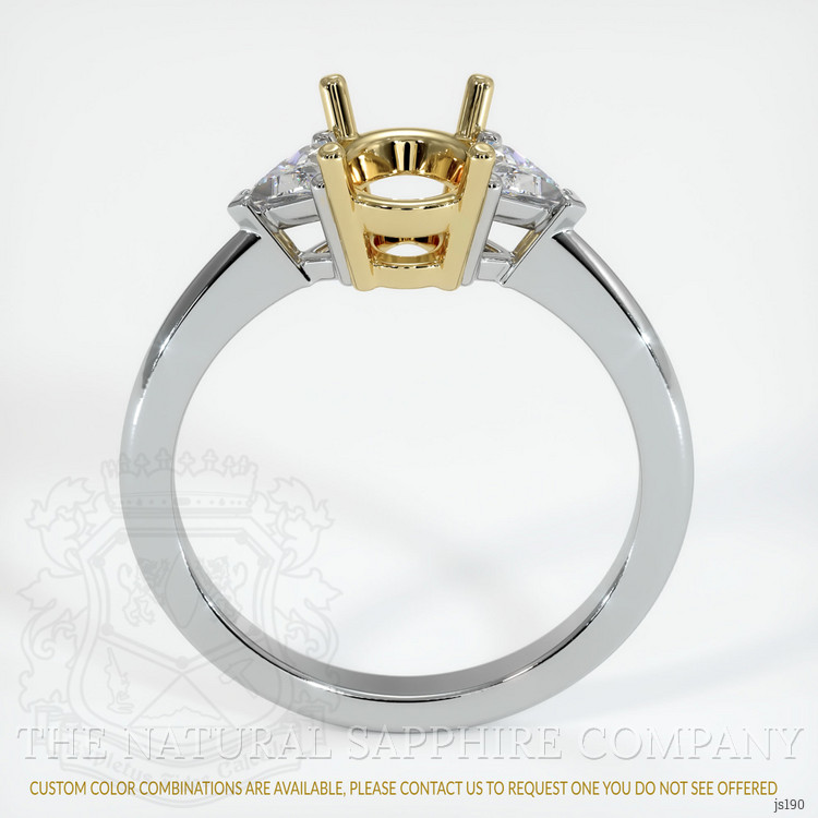 14K Yellow & White Three Stone Ring Setting