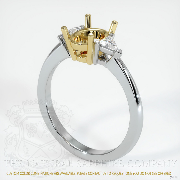 18K Yellow & White Three Stone Ring Setting