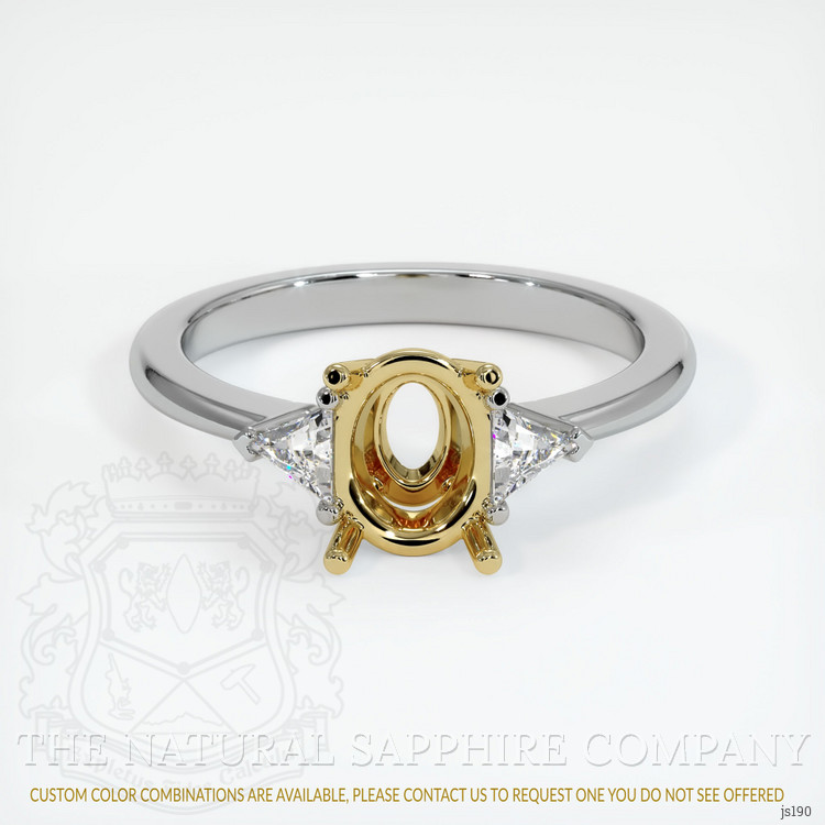 18K Yellow & White Three Stone Ring Setting
