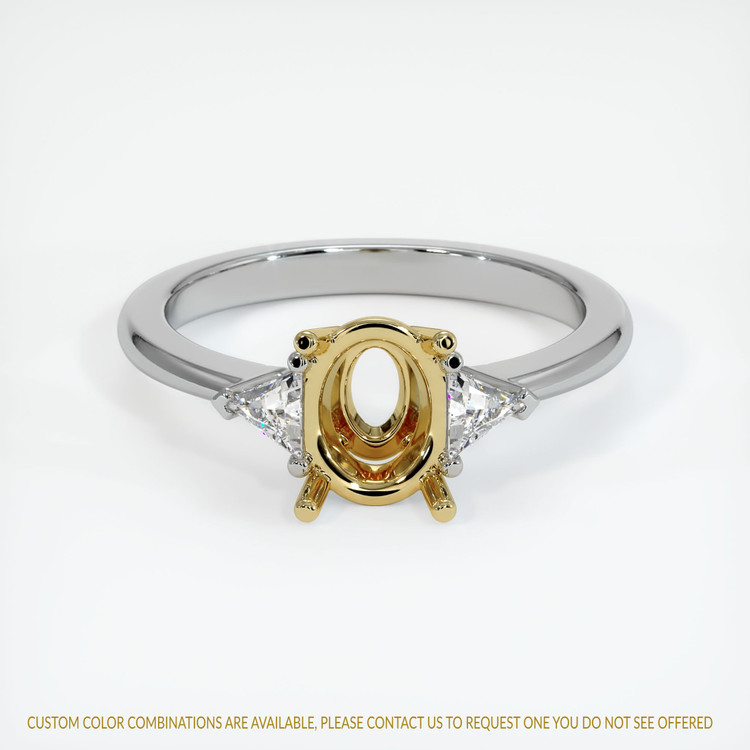 18K Yellow & White Three Stone Ring Setting