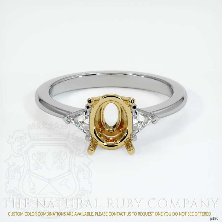 18K Yellow & White Three Stone Ring Setting