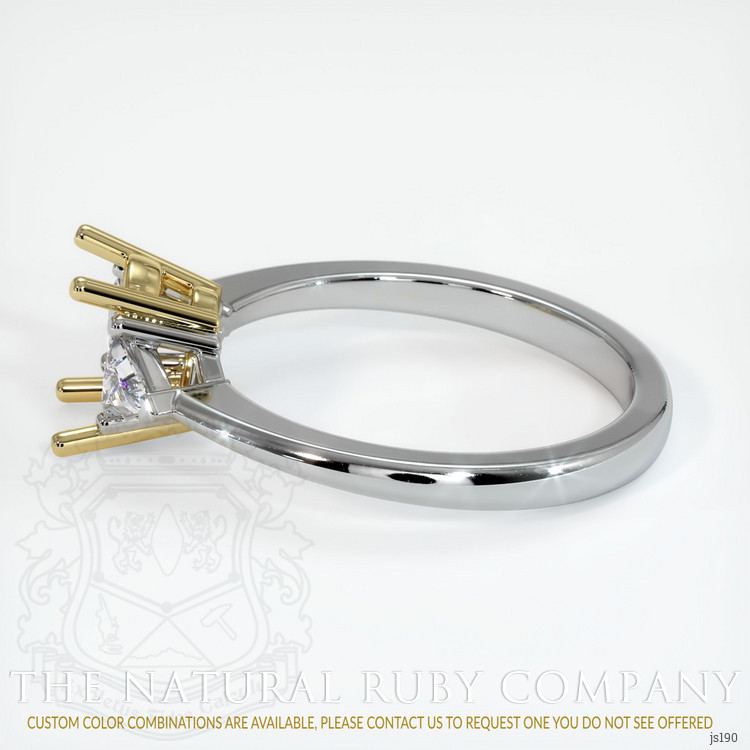 18K Yellow & White Three Stone Ring Setting