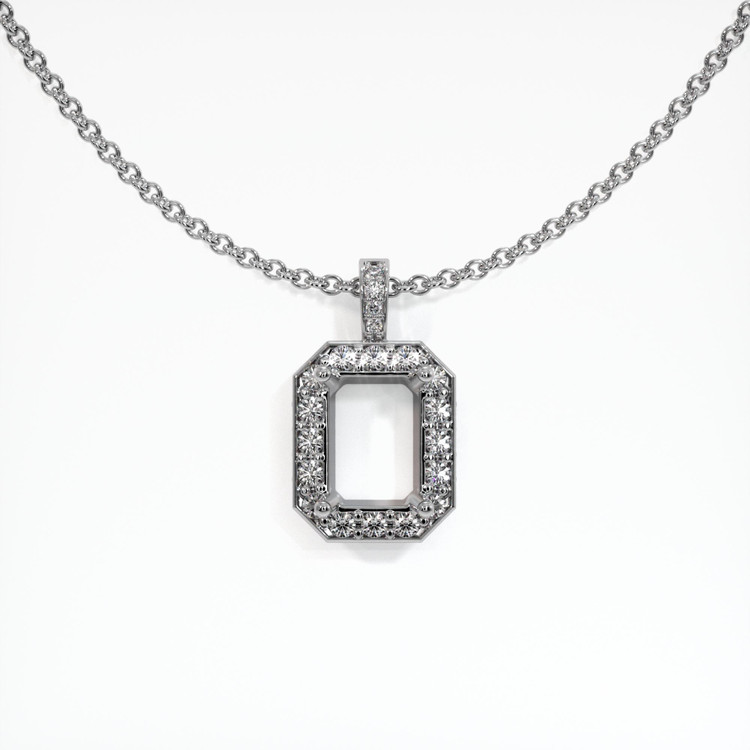 14K White Gold Pave Pendant Setting