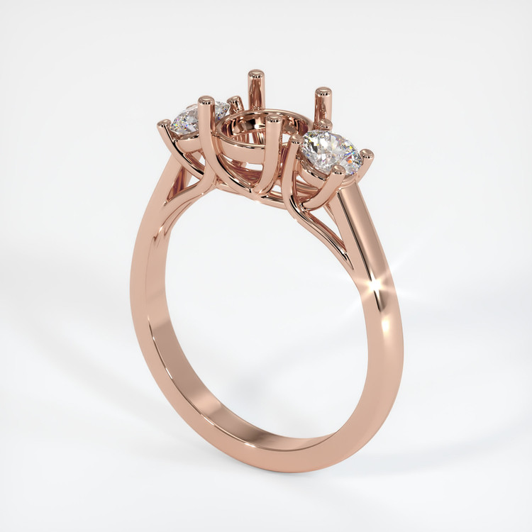 14K Rose Gold Three Stone Ring Setting