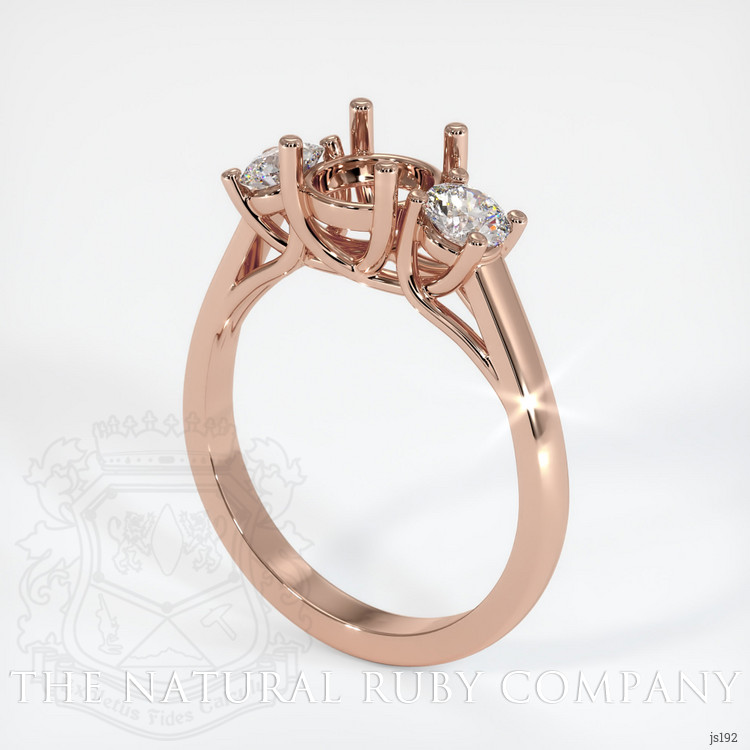 14K Rose Gold Three Stone Ring Setting