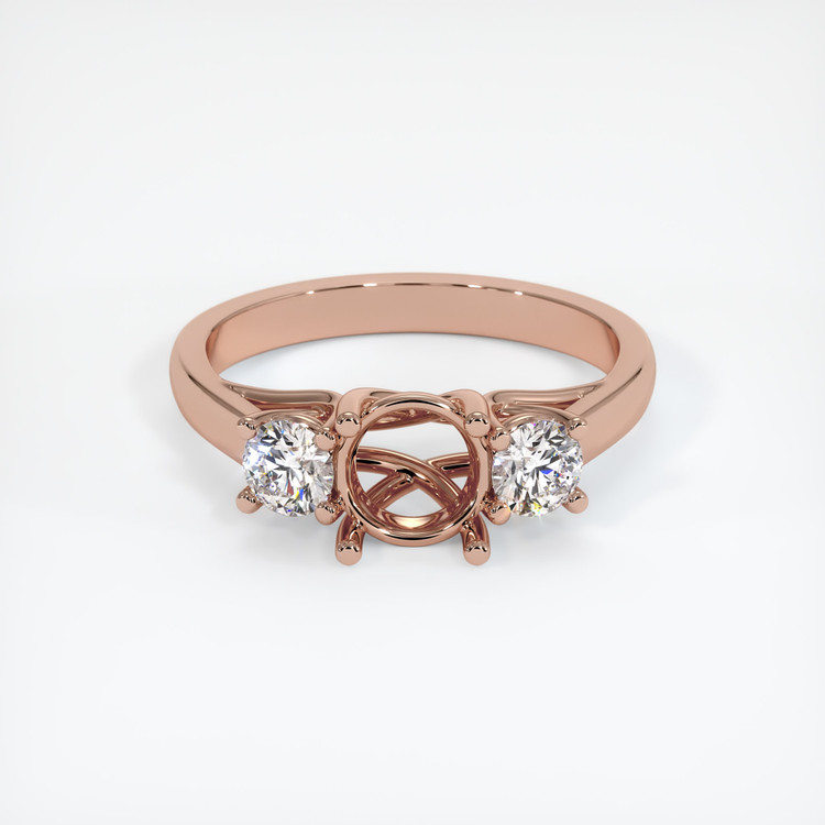 14K Rose Gold Three Stone Ring Setting