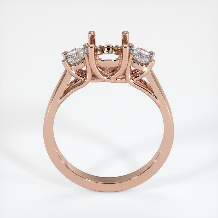 14K Rose Gold Three Stone Ring Setting