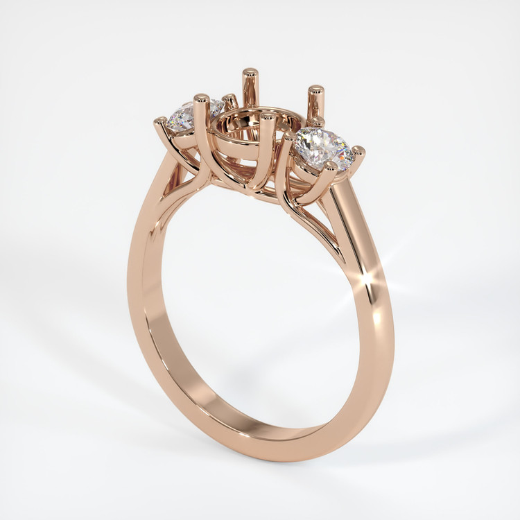 18K Rose Gold Three Stone Ring Setting