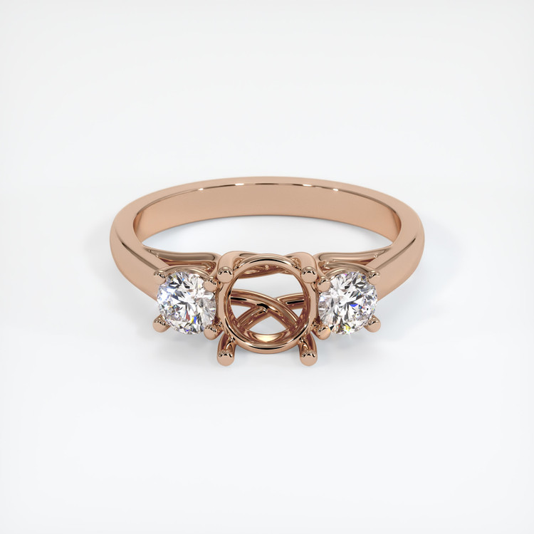 18K Rose Gold Three Stone Ring Setting