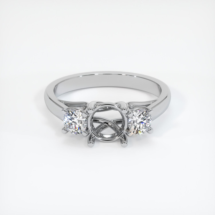 14K White Gold Three Stone Ring Setting