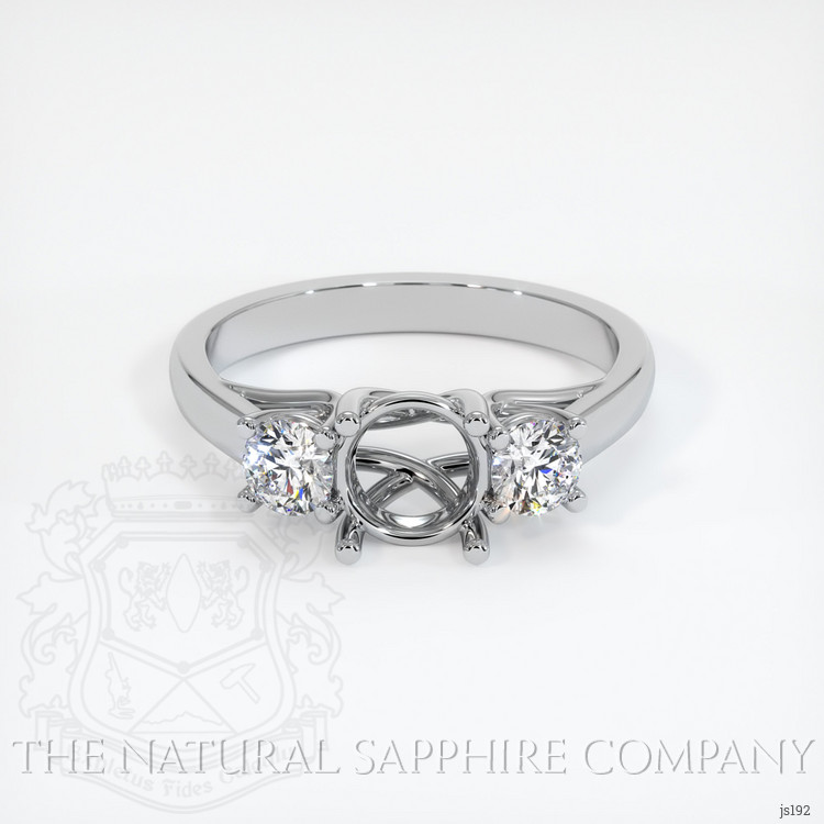 14K White Gold Three Stone Ring Setting