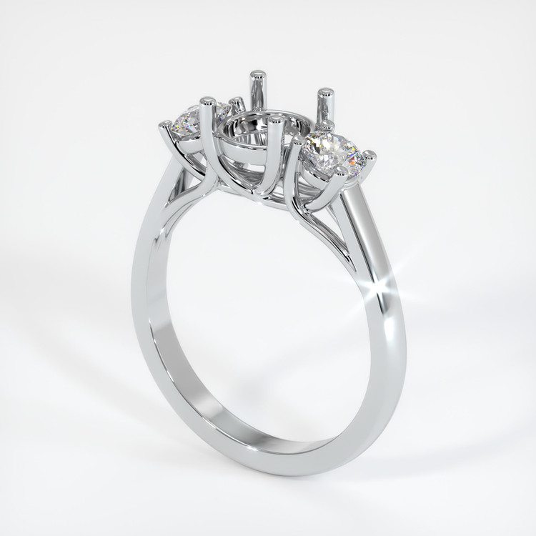 18K White Gold Three Stone Ring Setting