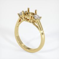 Three Stone Emerald Ring 0.89 Ct., 18K Yellow Gold Combination Setting