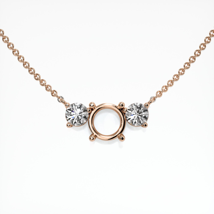 14K Rose Gold Accent Stones Necklace Setting