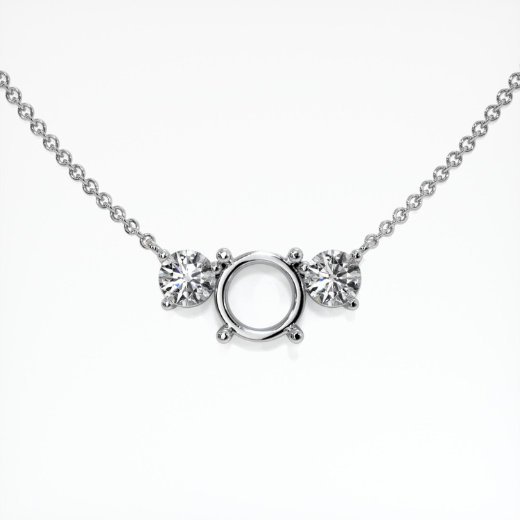 18K White Gold Accent Stones Necklace Setting