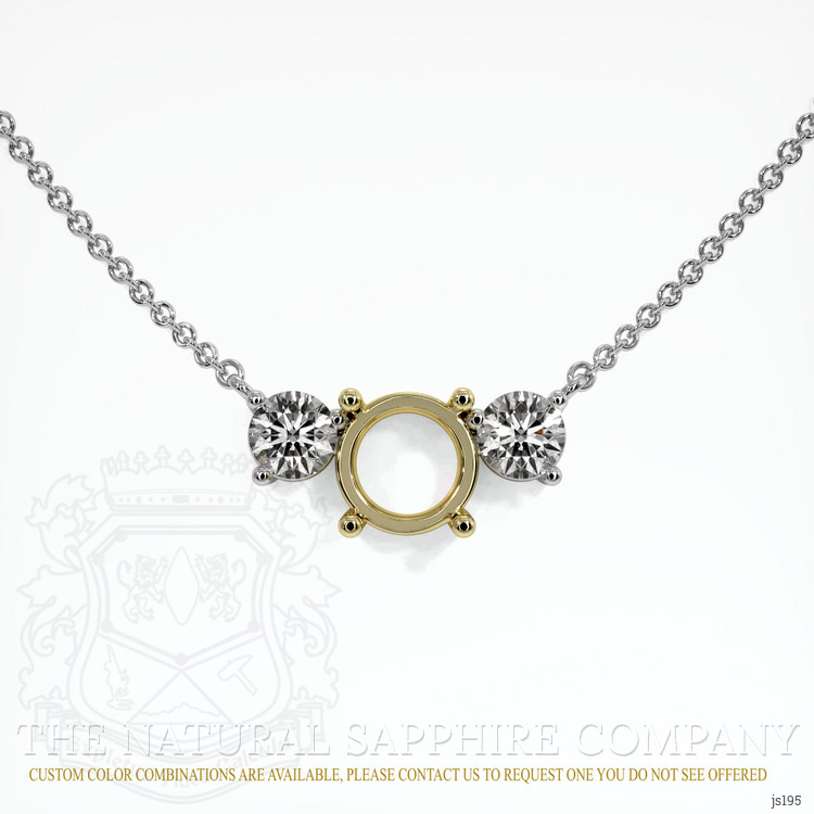 18K Yellow & White Accent Stones Necklace Setting