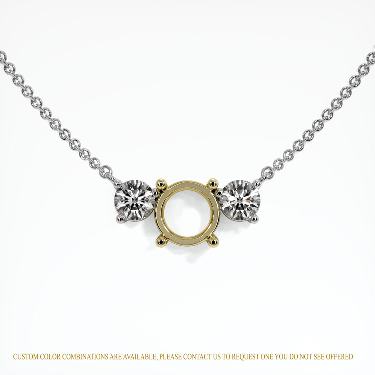 18K Yellow & White Accent Stones Necklace Setting