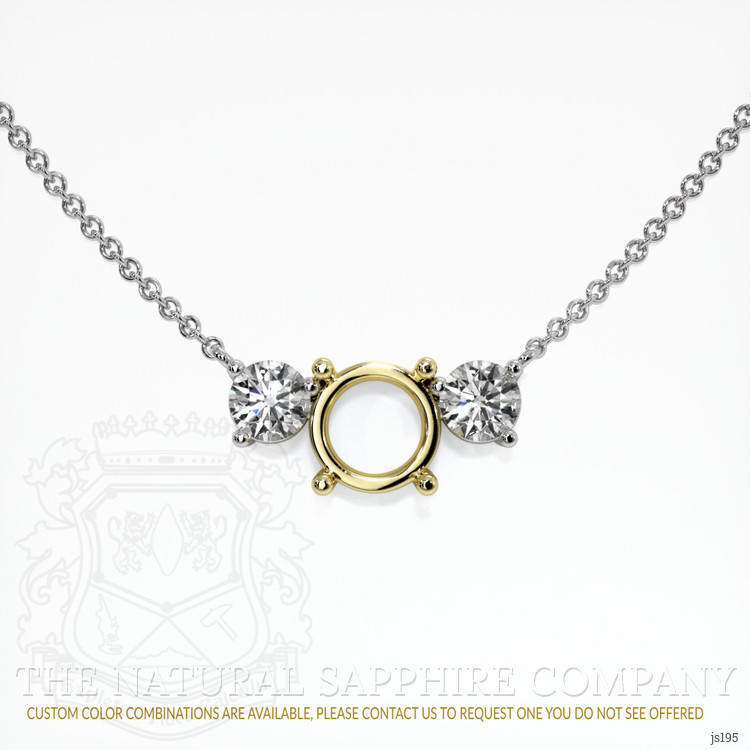 18K Yellow & White Accent Stones Necklace Setting