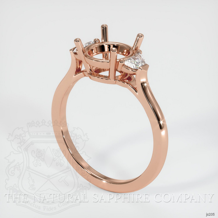 14K Rose Gold Three Stone Ring Setting