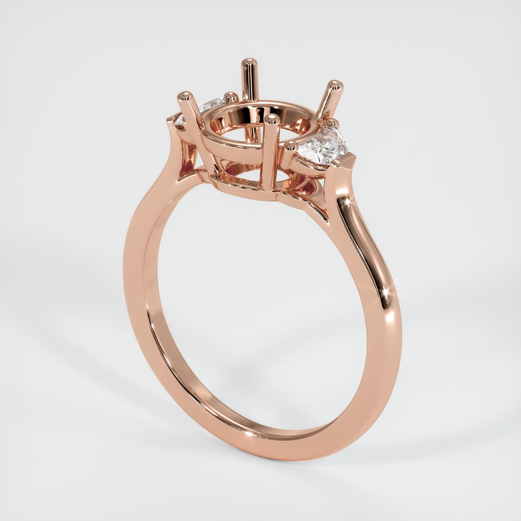 14K Rose Gold Three Stone Ring Setting