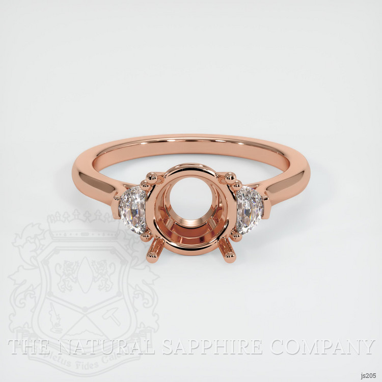 14K Rose Gold Three Stone Ring Setting
