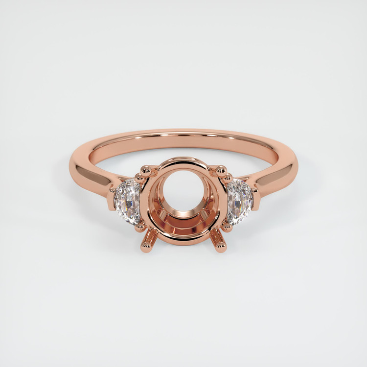 14K Rose Gold Three Stone Ring Setting