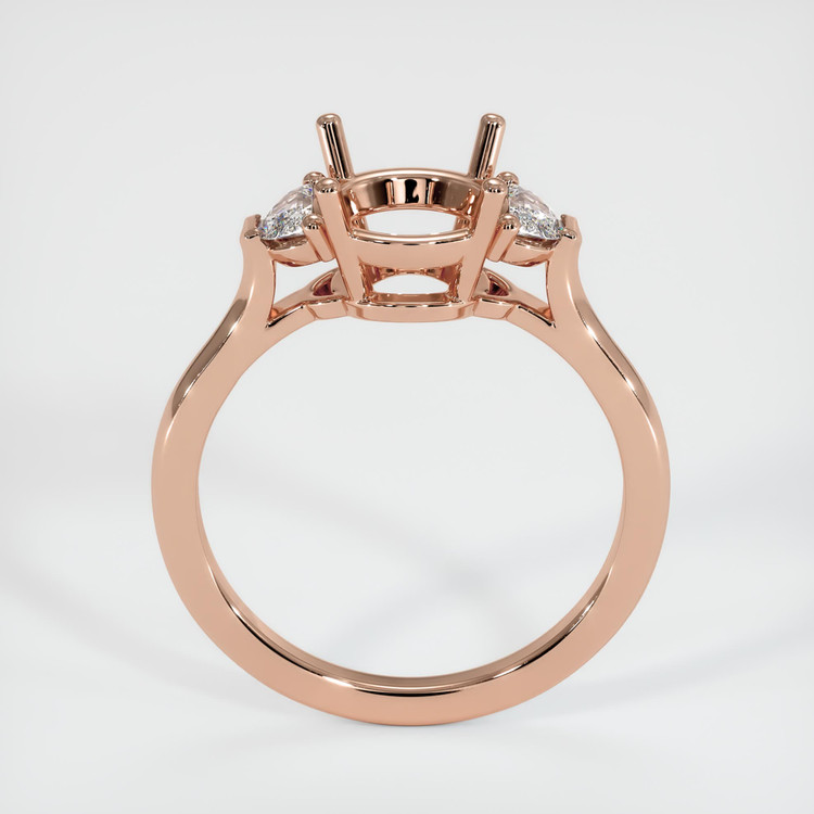 14K Rose Gold Three Stone Ring Setting