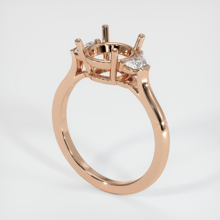 18K Rose Gold Three Stone Ring Setting