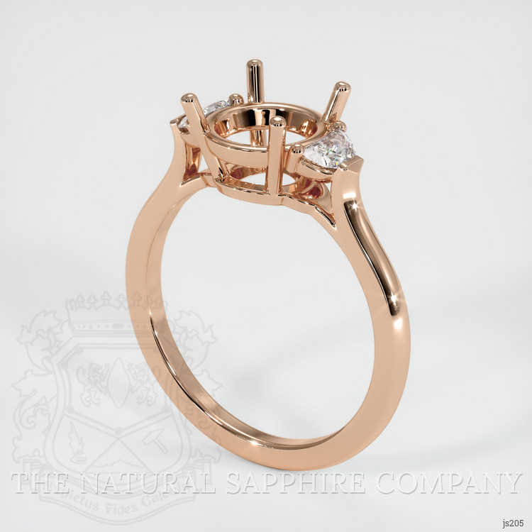 18K Rose Gold Three Stone Ring Setting