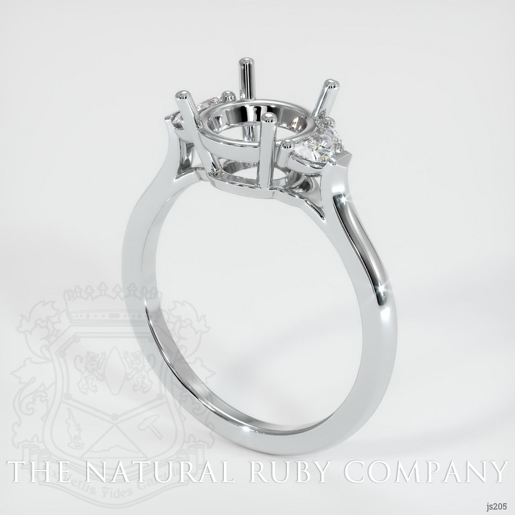 14K White Gold Three Stone Ring Setting
