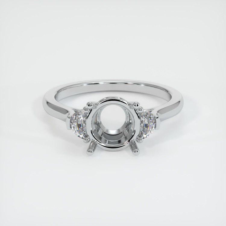 14K White Gold Three Stone Ring Setting
