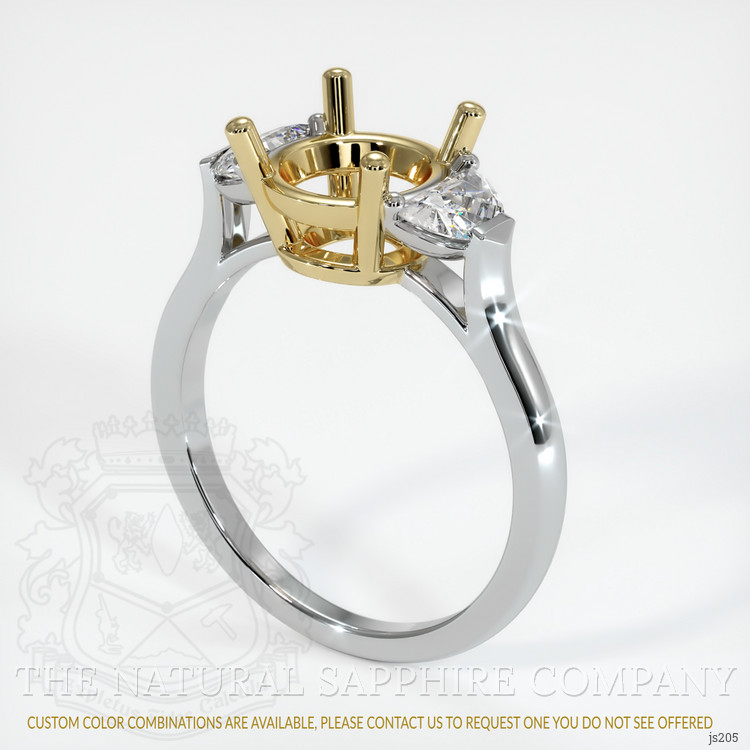 14K Yellow & White Three Stone Ring Setting