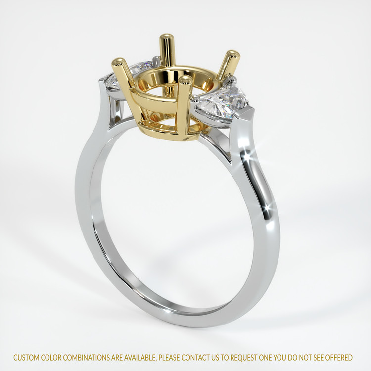 14K Yellow & White Three Stone Ring Setting