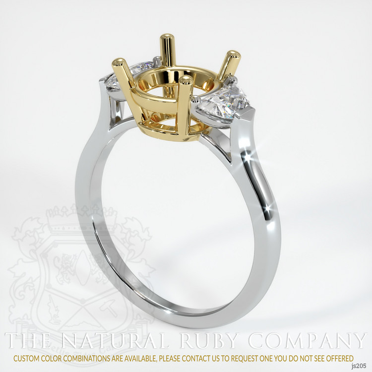 14K Yellow & White Three Stone Ring Setting