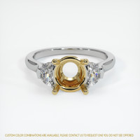 14K Yellow & White Three Stone Ring Setting Image